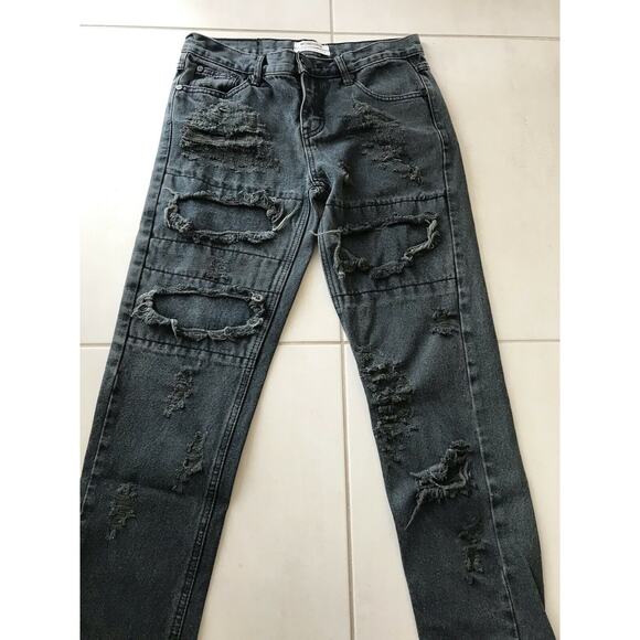 One Teaspoon Awesome Baggies Distressed Relaxed Fit Tapered Jeans - Picture 7 of 12